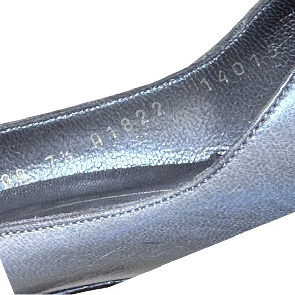 VINTAGE BRUNO MAGLI GREY LEATHER PUMPS W/BOW ACCENT (SZ 7AA) - Picture 4 of 12